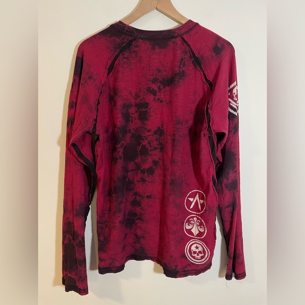 Vintage Affliction Live Fast Long Sleeve Shirt Red Size Large Y2K Skull Grunge - Picture 4 of 8